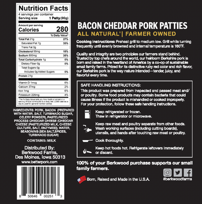 Bacon Cheddar Pork Burger Patties